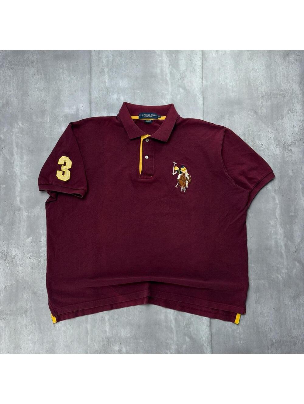 Y2K Burgundy U.S. Polo Assn Grunge Big Pony Polo Shirt